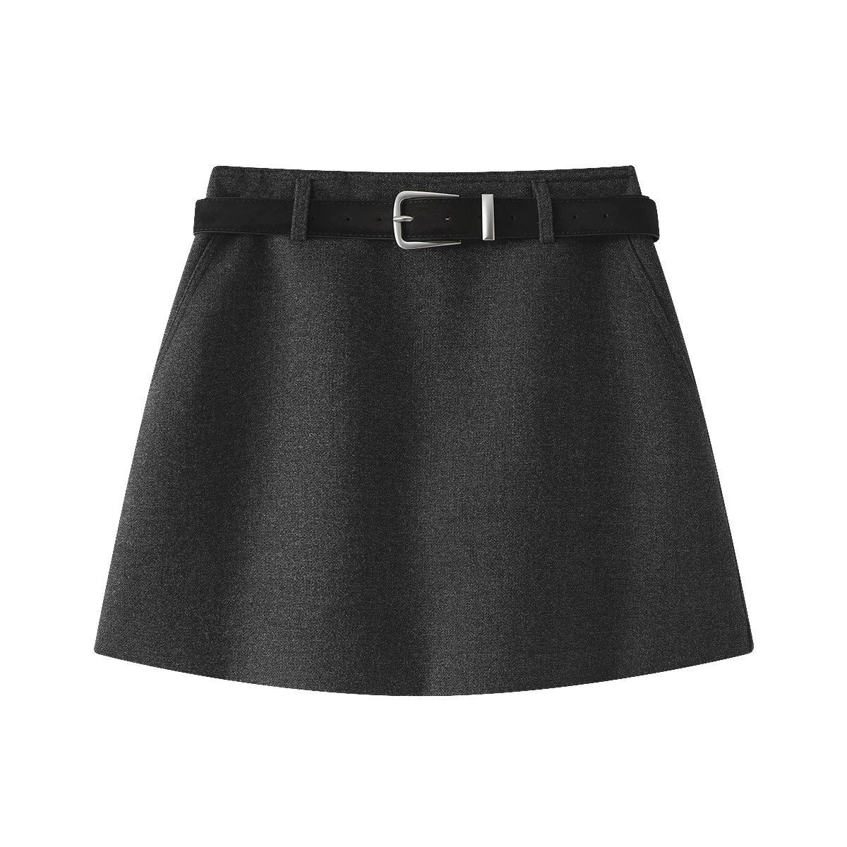 Cholisa yun midi ətək, qadın payız 2025 yeni stili, cazibədar qız, yüksək belli, ombaya yapışan A-xəttli çoxfunksiyalı qəhvəyi qısa ətək