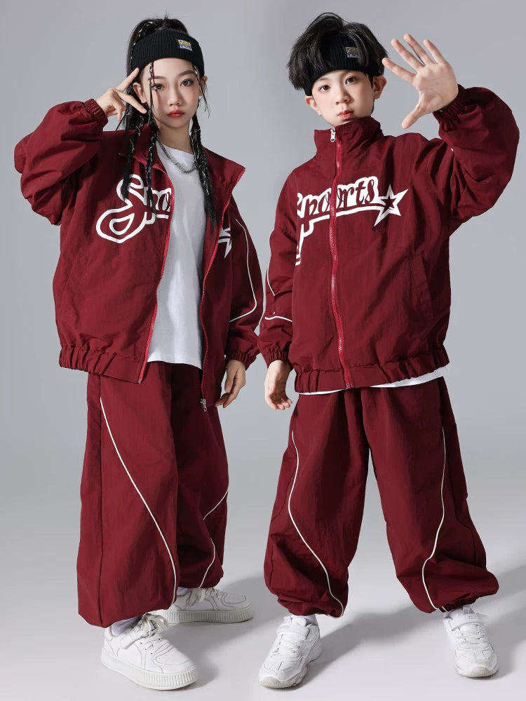 Uşaqlar üçün hip-hop küçə rəqsi dəb tamaşası geyimləri, yaz və payız oğlan və qız idman növləri ibtidai məktəb sinif forması dəstləri ilə görüşür