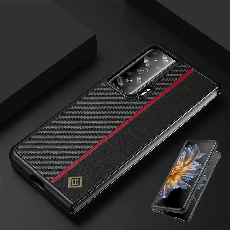 Suitable for Honor Magic V2 phone cases, including Honor Magic V2 folding protective case and Honor V2 carbon fiber textured leather anti-fall case. This is a high-end business style striped phone case.