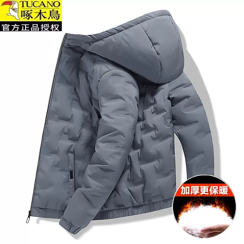 Woodpecker Kişilər üçün Aşağı Gödəkçə, Qış Şort Modeli, 2025 Yeni Gündəlik Pambıq Yastıqlı Gödəkçə, Başlıqlı, Çoxfunksiyalı, Qalın Pambıq Yastıqlı Palto, Dəbli