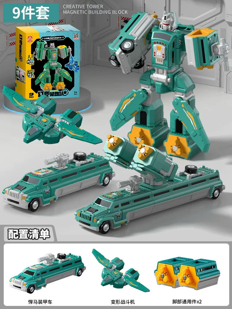 Maqnit tikinti blokları, uşaq oyuncaqları, təhsil, transformasiya, montaj, mühəndislik vasitəsi, robot, 6 yaşlı uşaqlar üçün Milad hədiyyəsi.