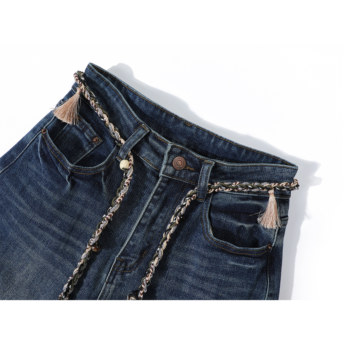 Cholisa Hot Girl Yüksək belli geniş ayaqlı boş dizaynlı, payız üçün çoxfunksiyalı, 2025-ci ilin super seksual qadın şalvarı