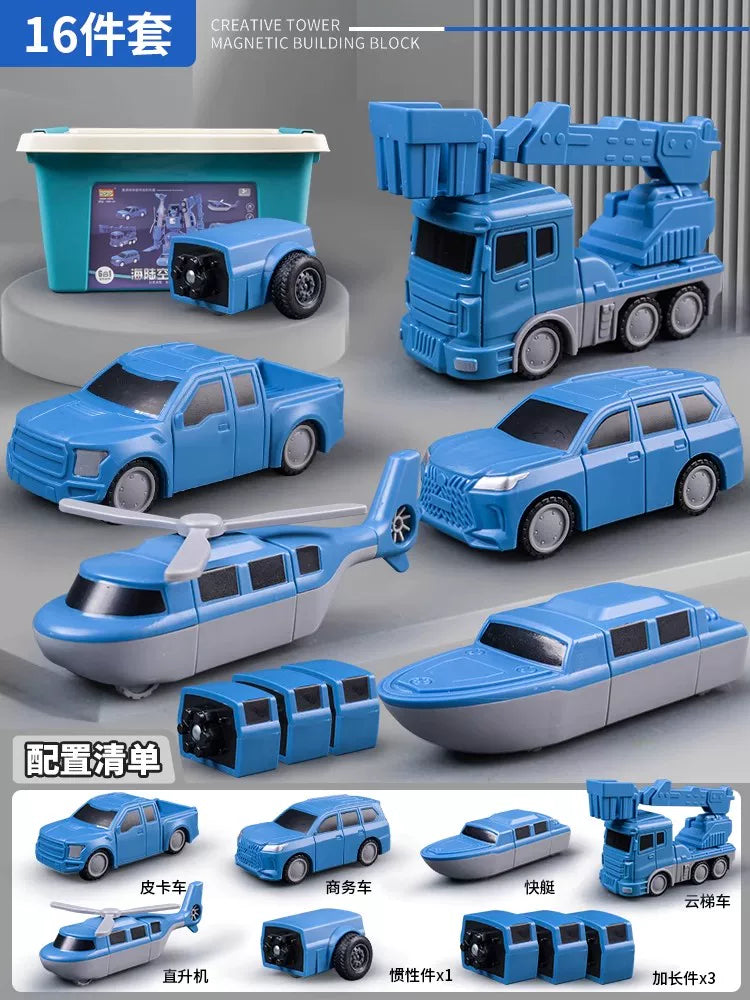 Maqnit tikinti blokları, uşaq oyuncaqları, təhsil, transformasiya, montaj, mühəndislik vasitəsi, robot, 6 yaşlı uşaqlar üçün Milad hədiyyəsi.