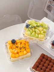 Şəffaf tiramisu qablaşdırma qutusu bento tort qutusu mus kublara kəsilmiş desert çörəkçilik xəmir qablaşdırma qutusu