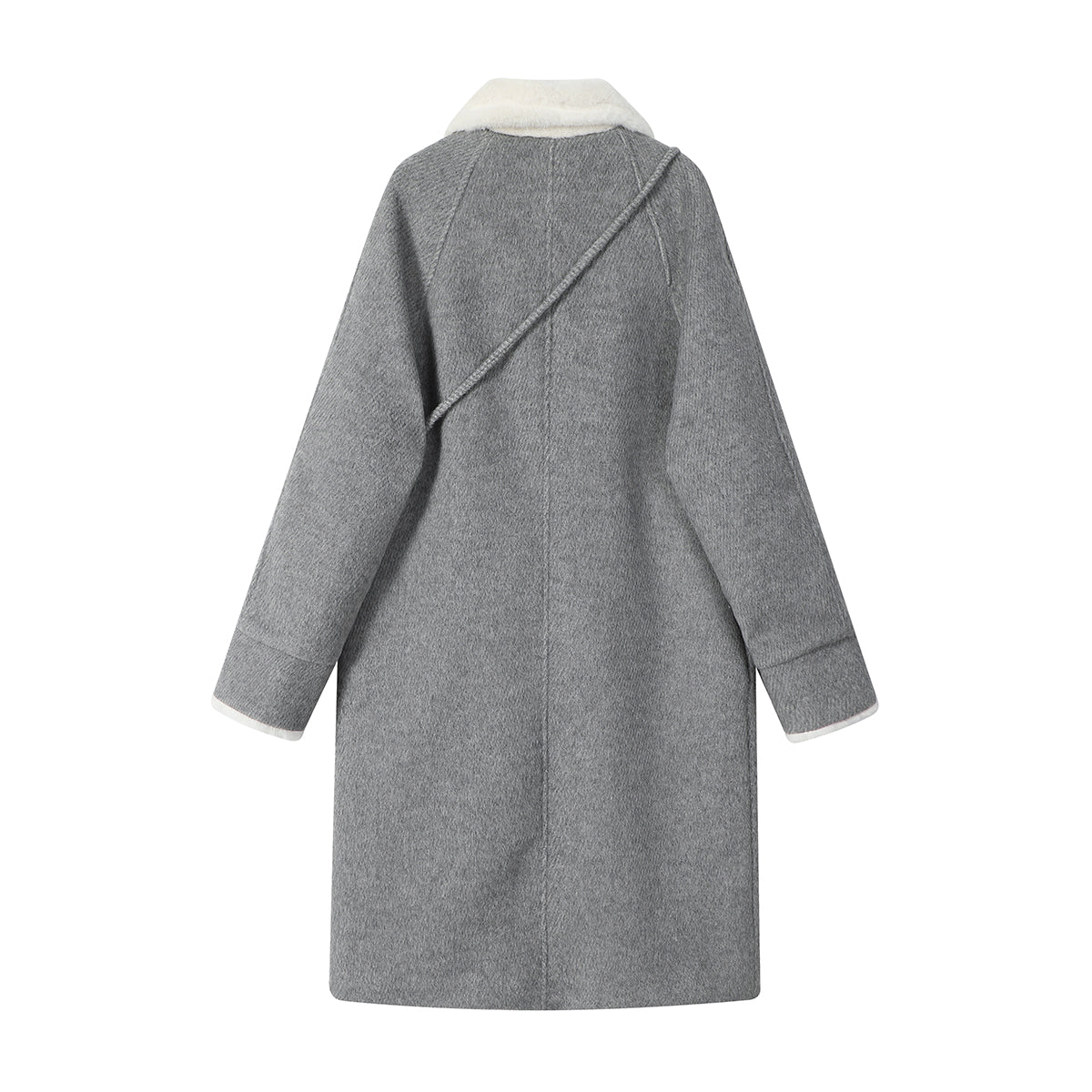 Payız və qış üçün Chorissa Hepburn üslubunda orta uzunluqlu boz yun palto, super zərif və gözəl.