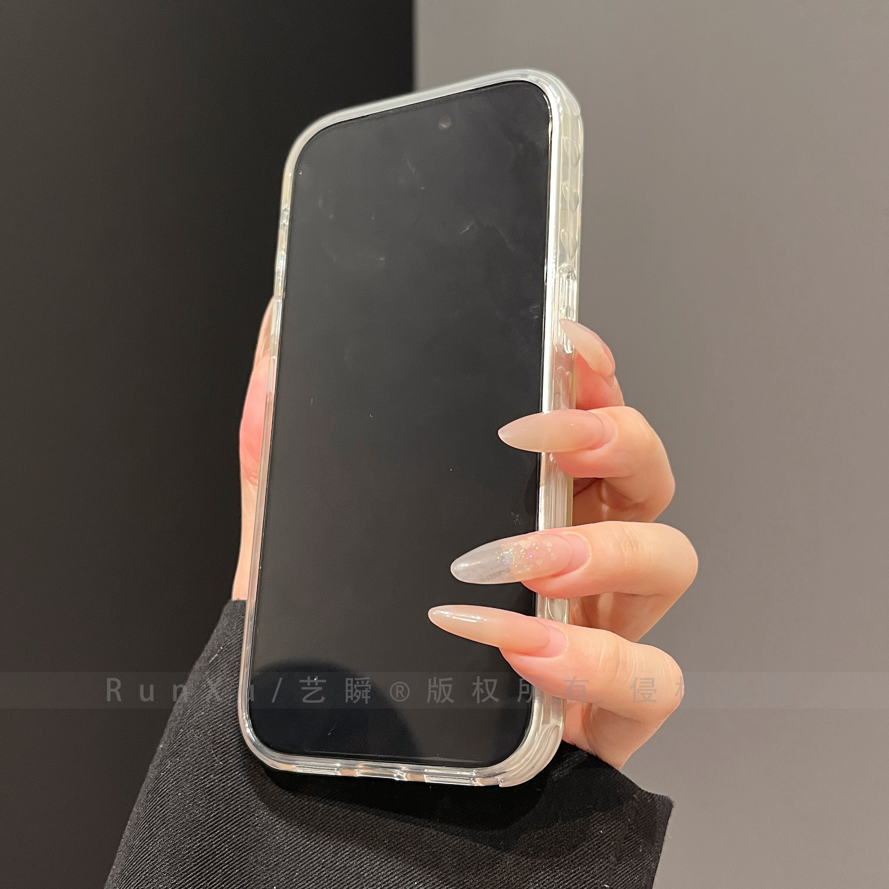 ins sadə tutqun dəri hiss edən şəffaf silikon iPhone17promax cib telefonu qutusu yeni 17pro apple 16promax hər şey daxil düşməyə qarşı 15 sendviç taiyaki 14 cüt ip yaraşıqlı