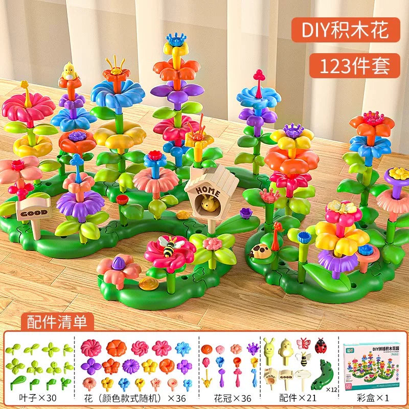 Qızlar üçün DIY Bağ Tikinti Blokları Çiçək Dəsti 3 Zəka İnkişaf Etdirmək üçün Çiçək 4 Uşaq Təhsil Oyuncağı 5 Uşaq Çiçək Aranjimanı Oyuncağı
