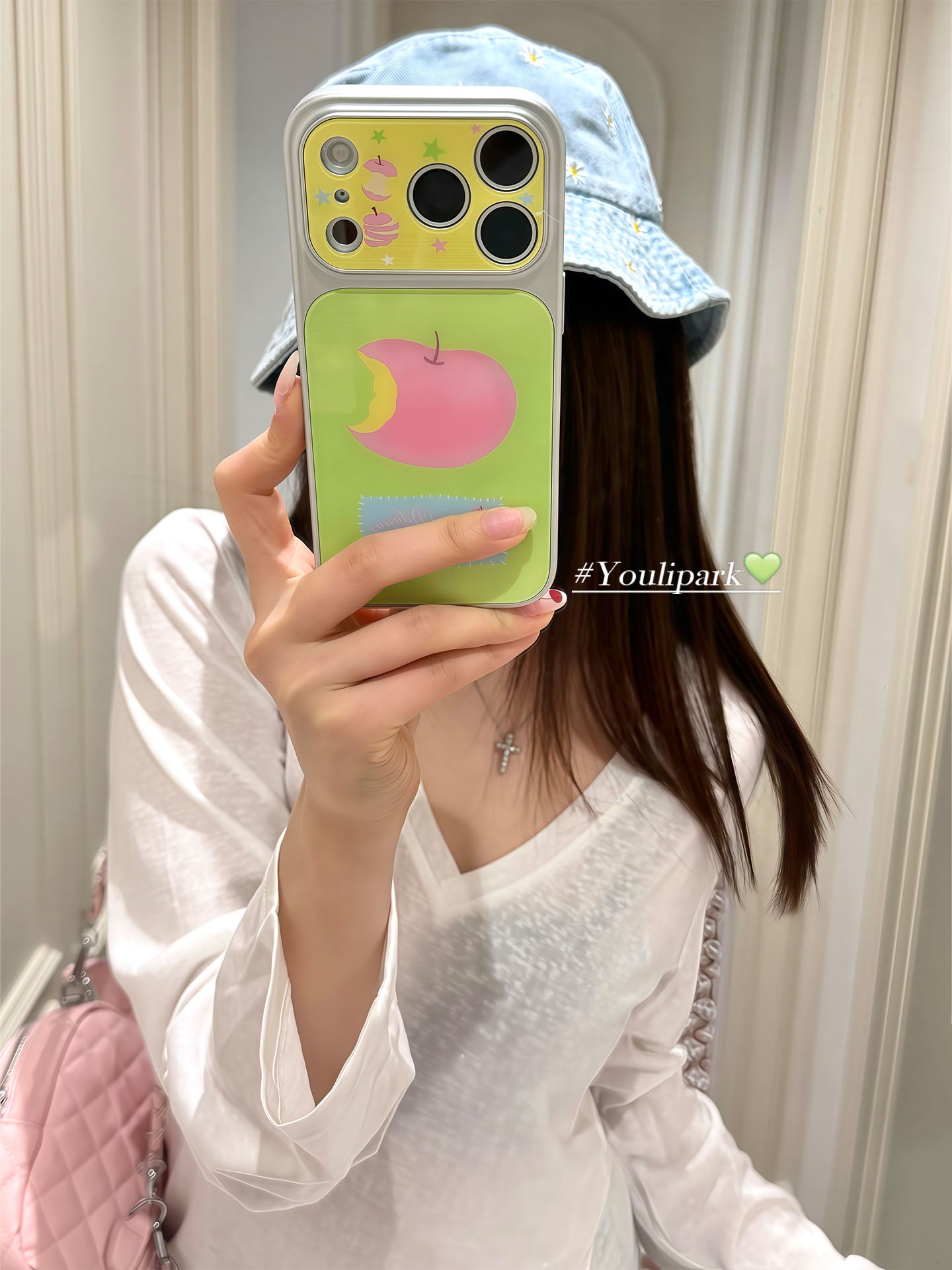 Yuri Park ins Koreya Bahar Əhəng Kontrast Rəng Çəhrayı Apple İllüstrasiyası 17 17pro Apple 17ProMax mobil telefon qutusu iPhone16 hər şey daxil 14 yeni 16Promax qoruyucu örtük 13