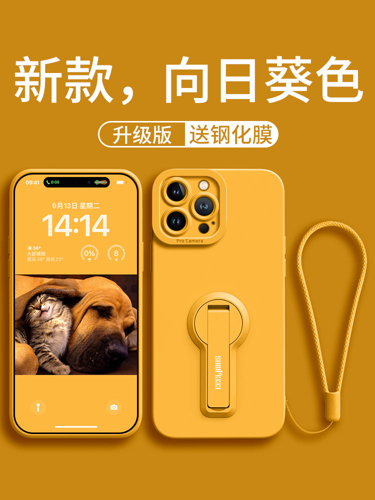 iPhone14 üçün uyğundur mobil telefon qutusu Apple 17promax yeni 16pro qadın 15plus stendli ip hər şey daxil 15 yüksək keyfiyyətli bərk rəng 13 silikon 11 yumşaq 12 düşməyə qarşı 14pro qoruyucu çanta