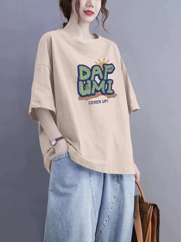 Xarici ticarət ixrac rəsmiləşdirilməsi 100% pambıq dəyirmi boyun qısaqol qadın yay yeni boşboğazlı yarımqol köynək üst moda