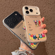Sevimli məktub canavar şəkli iPhone17 cib telefonu üçün uyğundur Apple 17promax rəngli gümüşü şaxtalı çanta 17pro sərt qabıqlı Apple havadan qoruyucu çanta ip17 internet məşhur kişi və qadın pro cizgi filmi