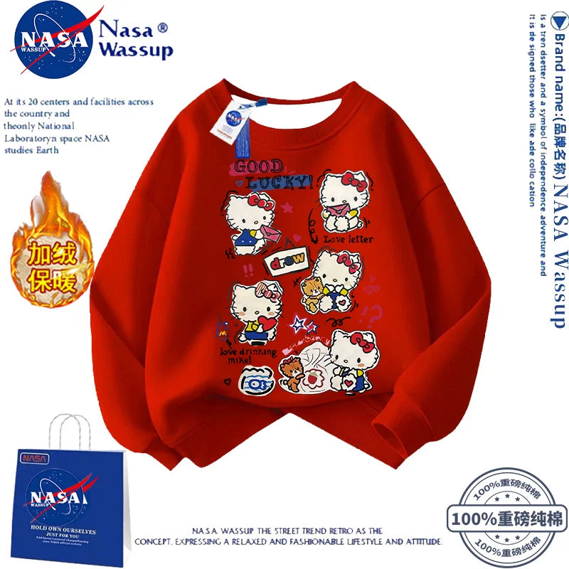 NASA Şirin Cizgi Filmi Pişik Pişik Sviteri Qızlar üçün, Yeni Yaz/Payız/Qış Stilində, Çoxfunksiyalı Boş Oturacaqlı, Ana-Qız Geyimi