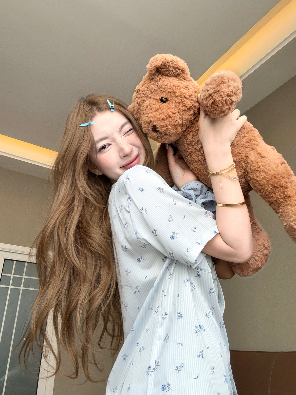 JoyceBra Şirin Çiçəkli Buz İpək Pijama Qadın Yay Sərin Boş Qısaqol Şort Ev Geyimi Dəsti