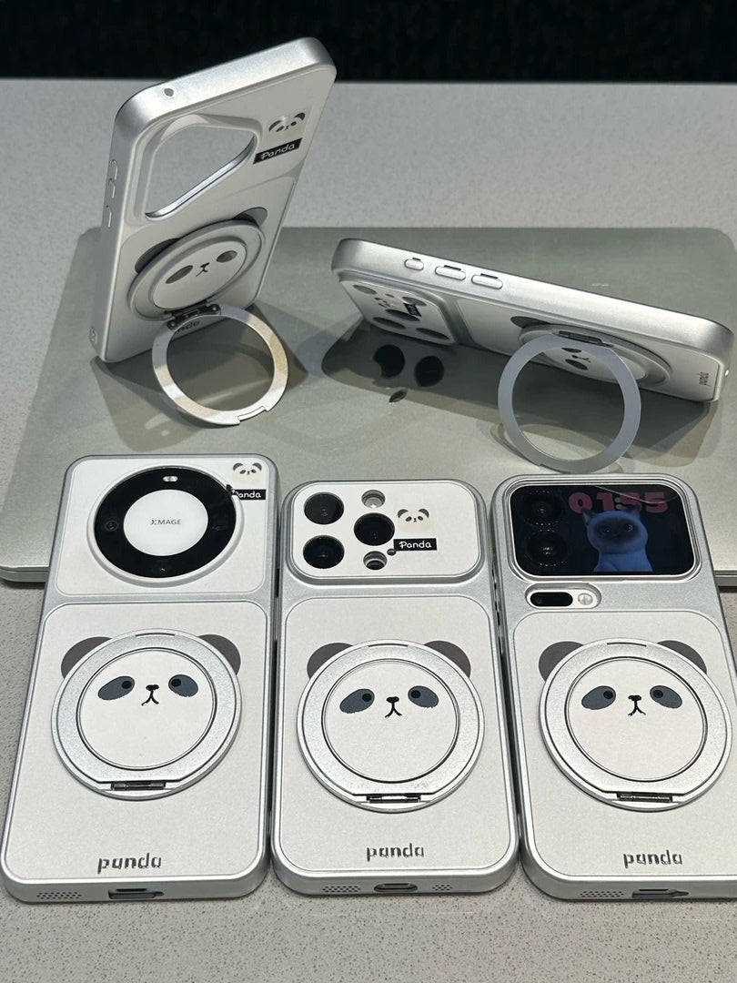 iPhone17promax üçün uyğun sevimli və sevimli panda böyük pəncərə mobil telefon qutusu 16/15plus yüksək görünüşlü Xiaomi 17pro niş sadə Huawei PURA90 braket modeli vivoX300 yumşaq