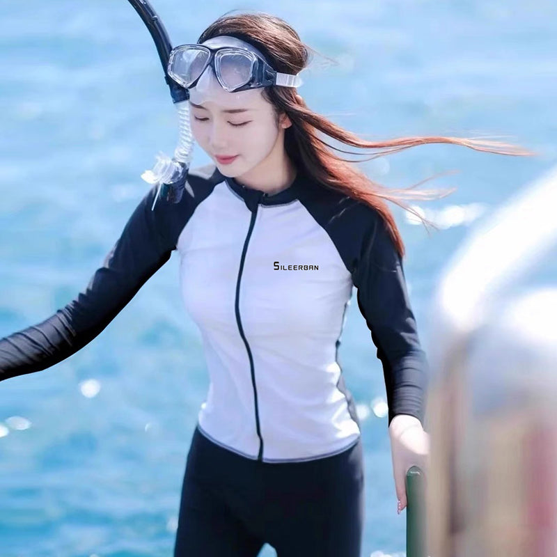 Yeni dalğıc kostyumu meduza kostyumu snorkeling arıqlayan qadınlar üçün sadə sörfinq çimərlik paltarı uzunqol şalvar günəşdən qoruyan tez quruyan çimərlik kostyumu