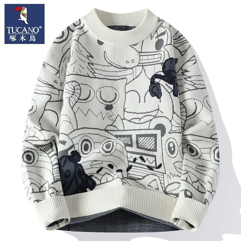 Woodpecker Kişi İdman Uzunqol Futbolkası, Payız və Qış Dəbli Üst Geyimləri, Yüksək Səviyyəli Payız Boş Yaxalı Amerika Üslublu Sviter