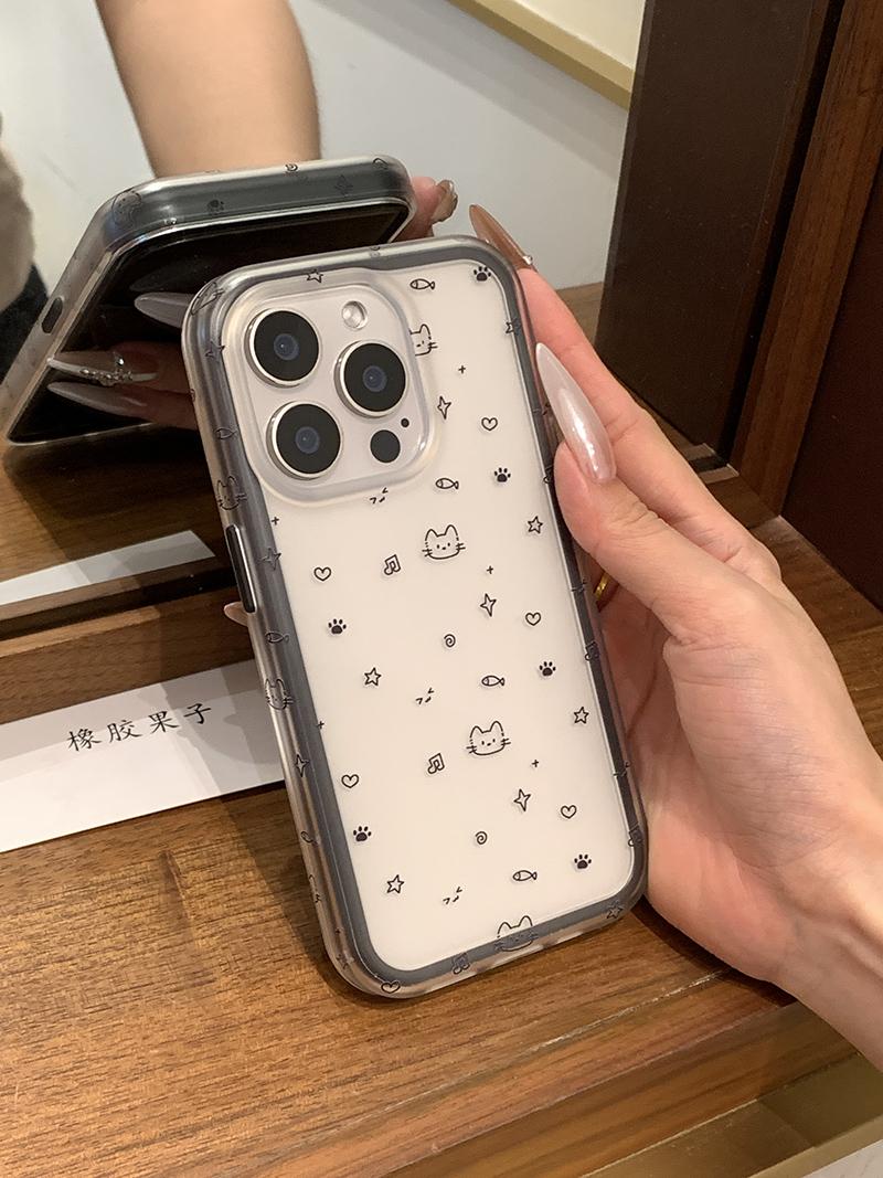 Rezin meyvələr, yaradıcı sadə eskiz musiqi notu pişik pəncəsi iPhone17promax mobil telefon üçün uyğundur Apple 16pro şaxtalı ikisi birdə 15 düşməyə qarşı hər şey daxil sərt qabıq/14/13 yeni plus