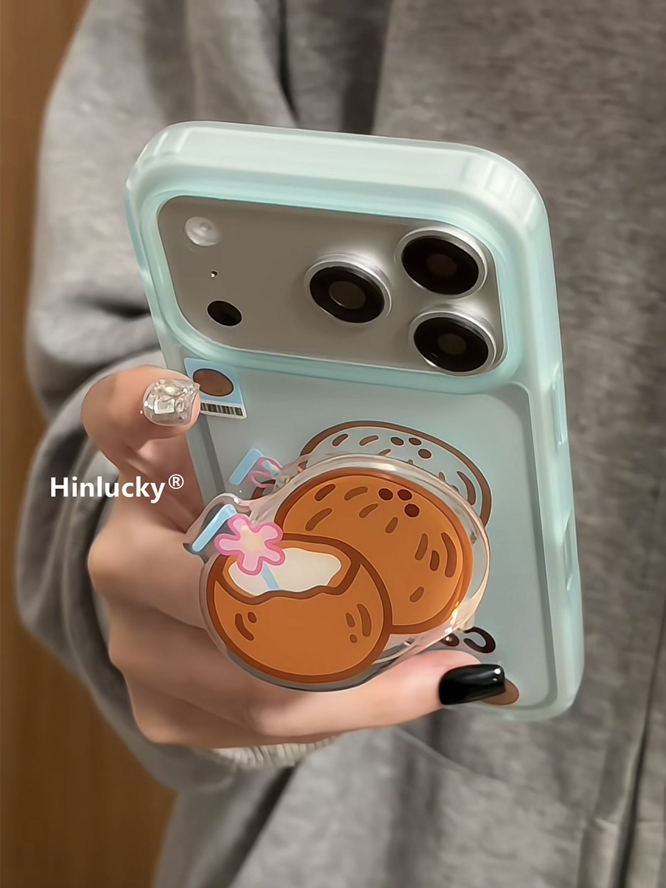 Hinlucky yay ins kiçik təzə hindistan cevizi stendi Apple 17 cib telefonu üçün uyğundur iphone16promax buzlu akril 15 yeni qadın 14 düşməyə qarşı qoruyucu örtük 17pro super gözəl görünüşlü