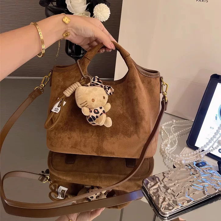New luxury women's bag, large capacity soft leather bag, comfortable suede, multifunctional for going to work, shoulder bag, crossbody bag, fashionable.
