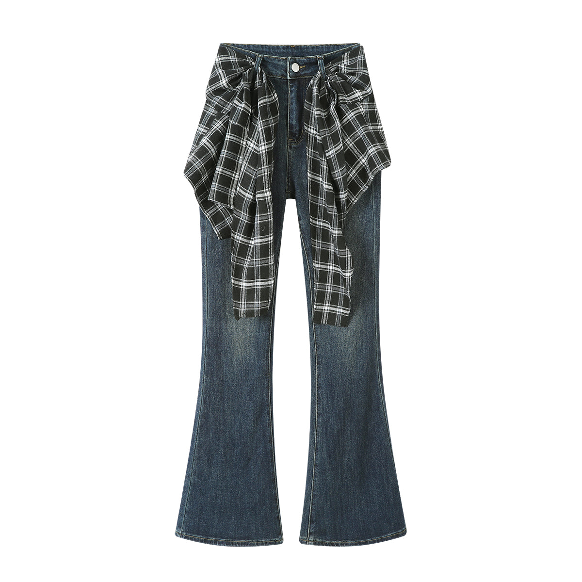 Cholisa American Retro Hot Girl Ayrıla bilən Parlaqlıq Biraz Parlaq Cins Şalvar Qadın Payız Dizaynı Yüksək Belli Arıqlama Şalvarı