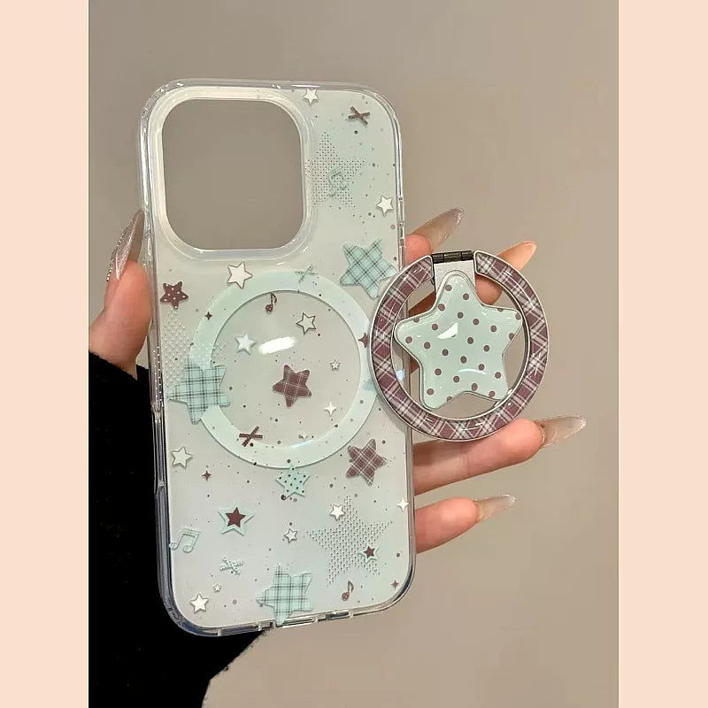 Hinlucky Koreya ins nanə yaşıl plaid ulduz maqnit mötərizə Apple 17 mobil telefon qutusu iphone16promax yeni 15 ikiqat qat 14 düşməyə qarşı qoruyucu örtük 13 niş yaradıcı