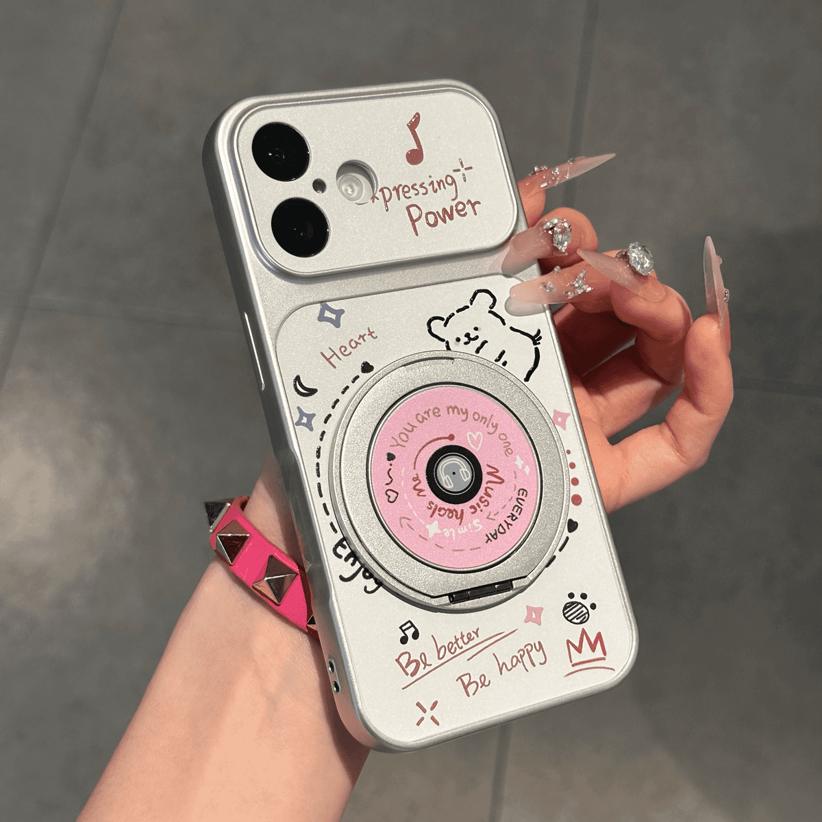 Apple 17promax cib telefonu qutusu Huawei mate60pro yaradıcı pura70 sevimli OppoReno15 cizgi filmi vivos30 qız Xiaomi 17 düşməyə qarşı yumşaq üçün uyğun CD puppy fırlanan stend