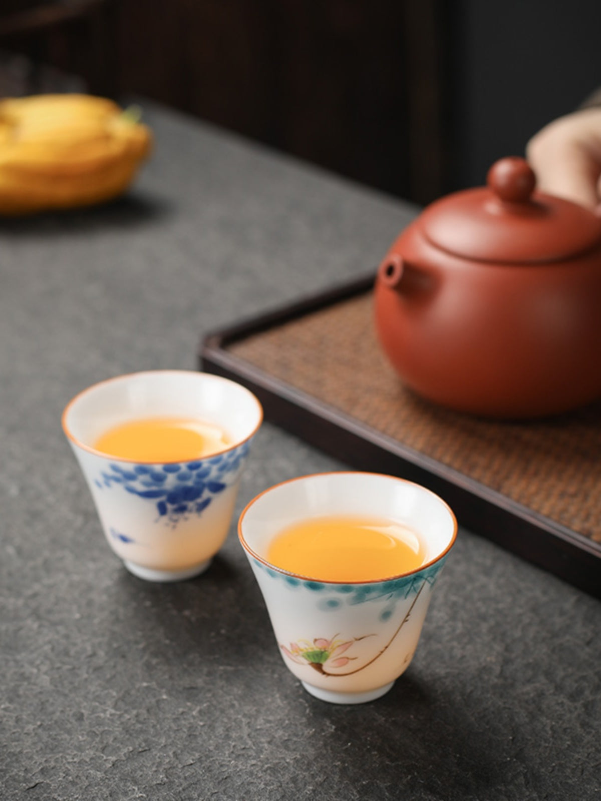 Jingdezhen əl boyalı çini Kung Fu çay fincanı məişət əl boyalı çiçək naxışlı usta fincan keramika əl boyalı tək fincan
