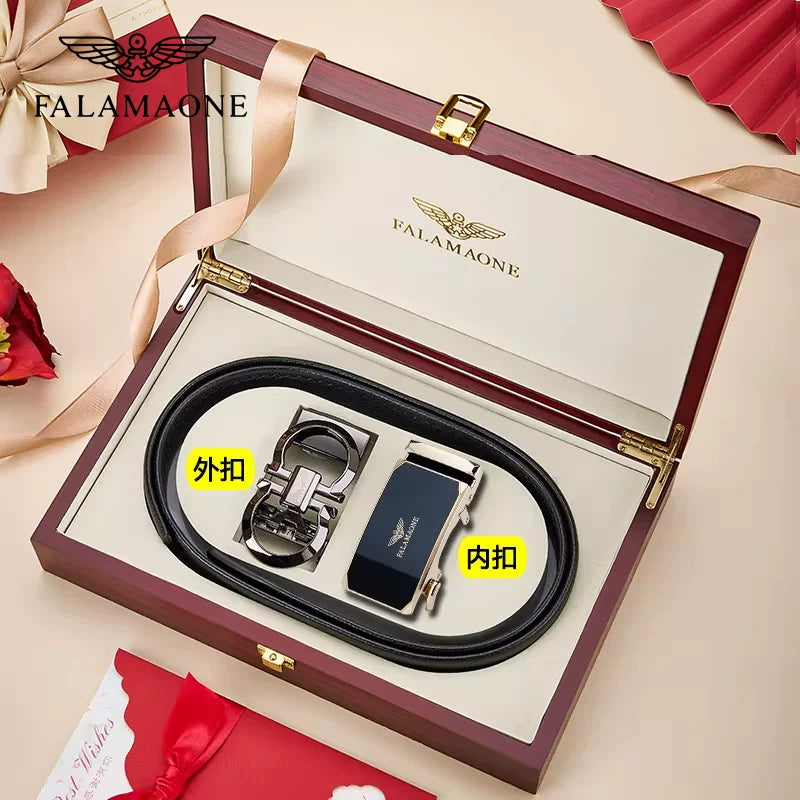 Falman Armani Kişilər üçün Orijinal Dəri İkiqat Toka Avtomatik Toka Saf İnək Dərisi Dəri Şalvar Kəmər - Sevgili Üçün Hədiyyə