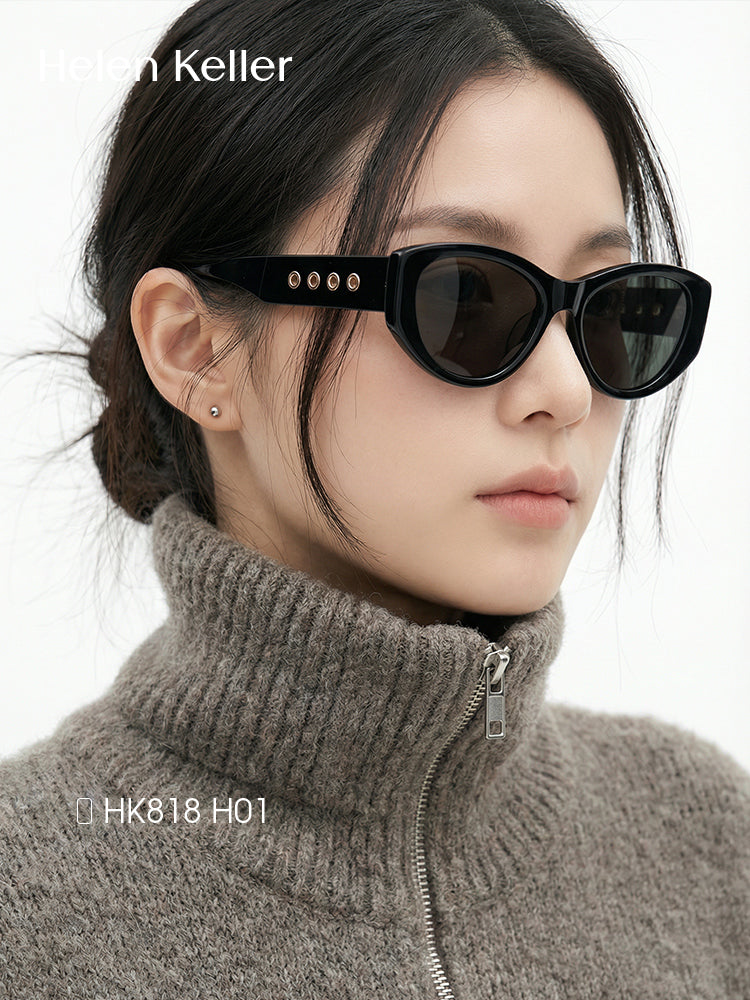 [Hole Mirror] Helen Keller Liu Shishi'nin qadınlar üçün 26-cı yeni polarize pişik gözü günəş eynəyi HK818