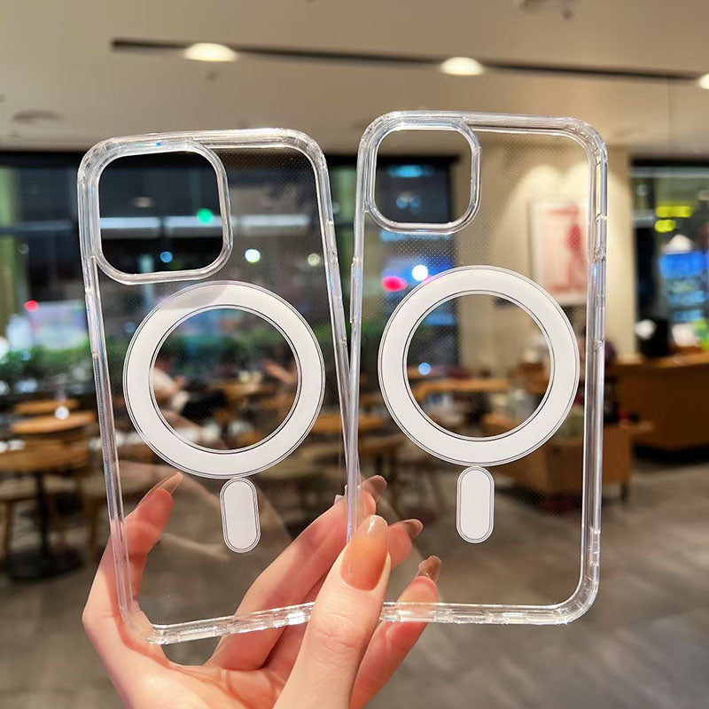 iPhone 16 mobil telefon qutusu 17 üçün uyğundur maqnit düşməyə qarşı iPhone 16promax/16PRO şəffaf maqnit sərt çanta 15pro Apple 13 sadə MagSafe qoruyucu örtük 14pm/11/p