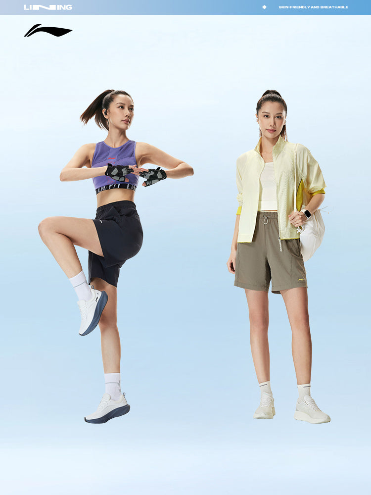 Li Ning idman şortu qadın 2026 yeni fitness şortu buz qara şalvar yay toxunmuş idman şalvarı