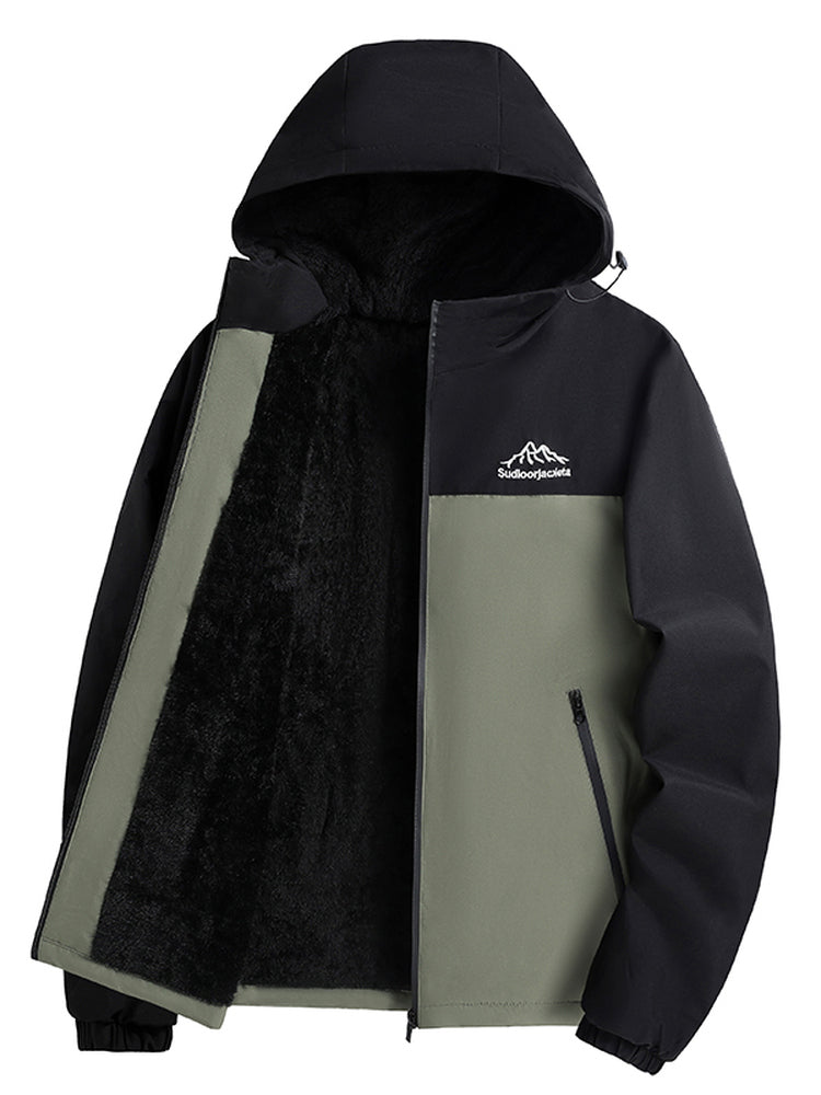 Yun astarlı, qalınlaşdırılmış kişi payız və qış paltosu, gündəlik, çoxfunksiyalı, kapşonlu gödəkçə, külək keçirməyən, suya davamlı, açıq hava kişi geyimləri, külək keçirməyən gödəkçə