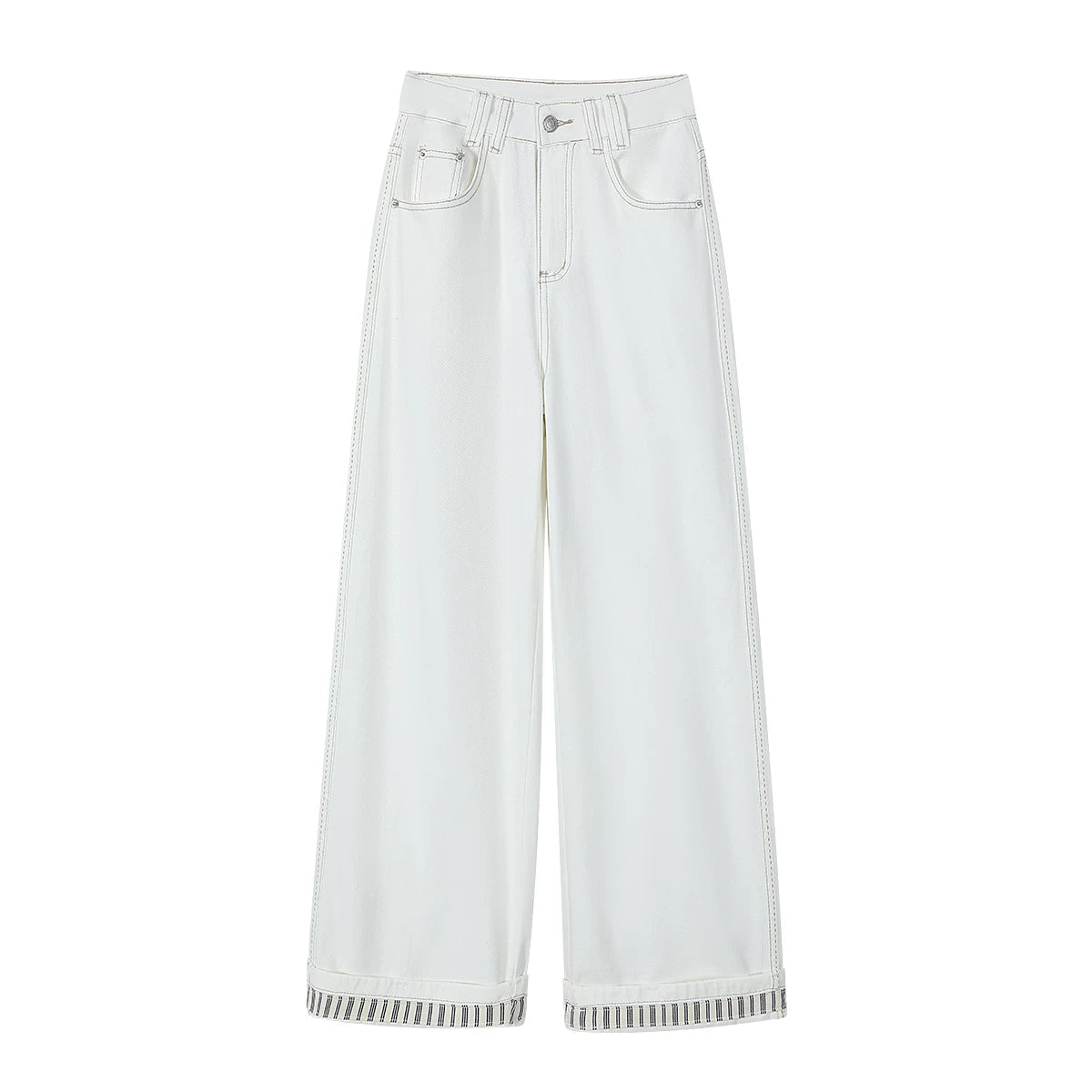 Chalisa-nın qadınlar üçün çoxfunksiyalı Koreya üslublu yay mavi denim cins şalvarı, nazik, dəbli, geniş oturacaqlı, enli ayaqlı gündəlik şalvar.