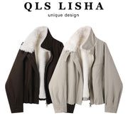 Cholisa Quzu Yunlu Pambıq Palto Qalınlaşdırılmış Qış Paltosu Qadınlar üçün 2025-ci ilin Qışı Yeni Amerika Üslublu Boş Çoxfunksiyalı Retro Parka