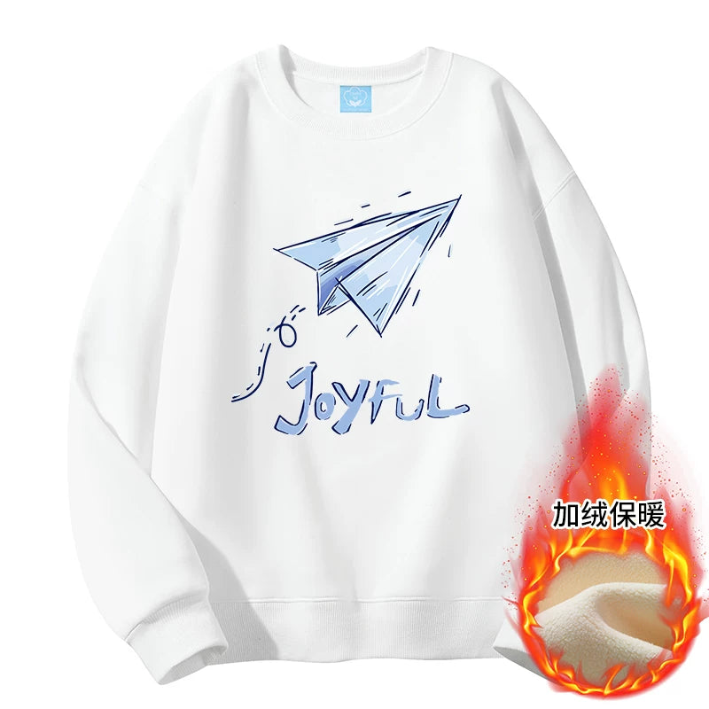 GLM Kişi və Qadınlar üçün Yun Astarlı Dəyirmi Yaxalı Sviter, Payız/Qış İstiliyi, Ağır Çəkili Stil, Amerika Boş Forması, Dəbli Brend Əsas Qat, Kişi Geyimləri