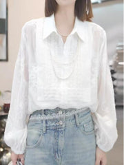 Qadınlar üçün böyük ölçülü krujeva bluza, yaz üslubunda, boş formada, arıqlama üçün, dəbdəbəli, gənc, nazik örtüklü top