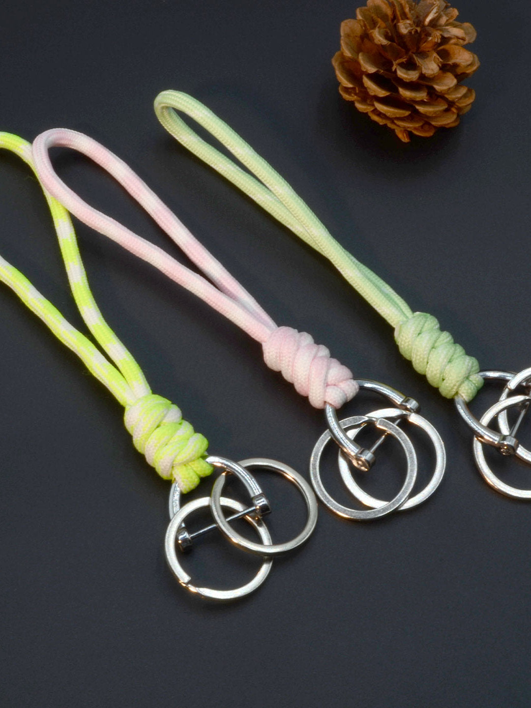 Yaradıcı əl işi avtomobil açar zənciri üzüyü, sadə toxunmuş nal nalı D formalı asma ip zənciri, çanta cazibədarlığı aksesuarı.