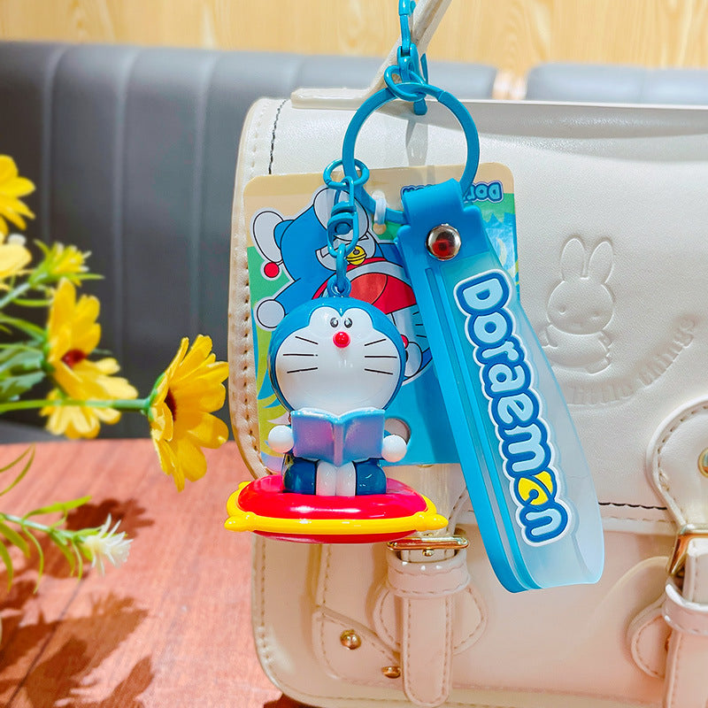 Doraemon avtomobil açar zənciri, şirin cizgi filmi Doraemon açar zənciri kulonu, qadınlar üçün yaradıcı yüksək səviyyəli sırt çantası boyunbağı