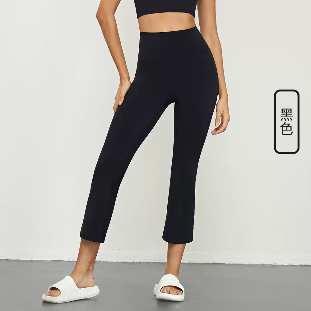 Böyük brend keyfiyyətli çılpaq yoqa şalvarı qadın səkkiz nöqtəli idman mikro-alovlu yüksək bel yüksək elastik hip-lifting fitnes zəncir alt paltarı xarici geyim üçün