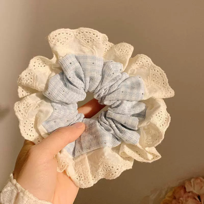 Qadınlar üçün romantik dopamin yaylı polka nöqtəli qalın bağırsaq saç halqası, yüksək səviyyəli Koreya üslublu şirin boş at quyruğu başlı ip saç aksesuarı