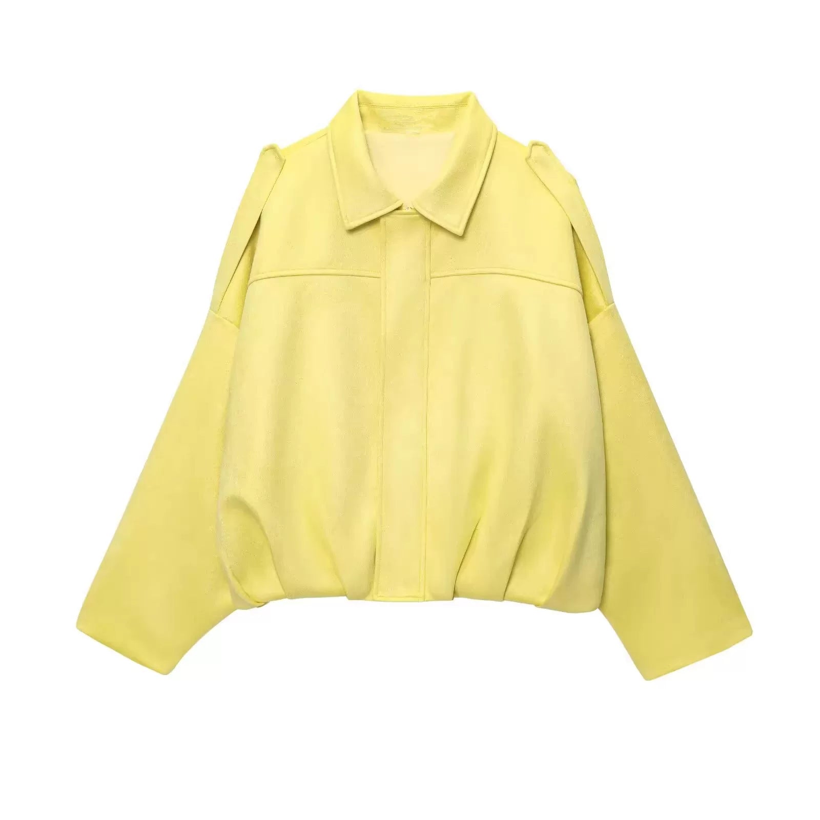 WMXZ Yaz Yeni Gəlişi Qadınlar üçün Batwing Qollu Yaxalı Zamşa Teksturalı Bomber Gödəkçə 4344155