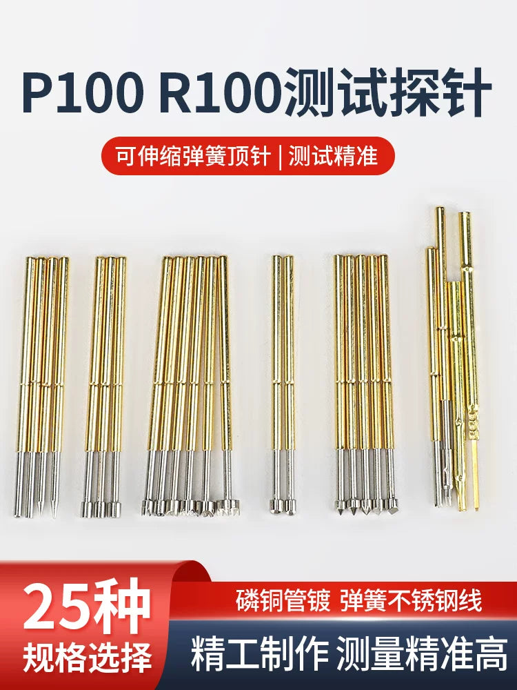 Probe P100 R100 sınaq pin pcb dövrə lövhəsi yanan çip geri çəkilə bilən yaylı yüksük