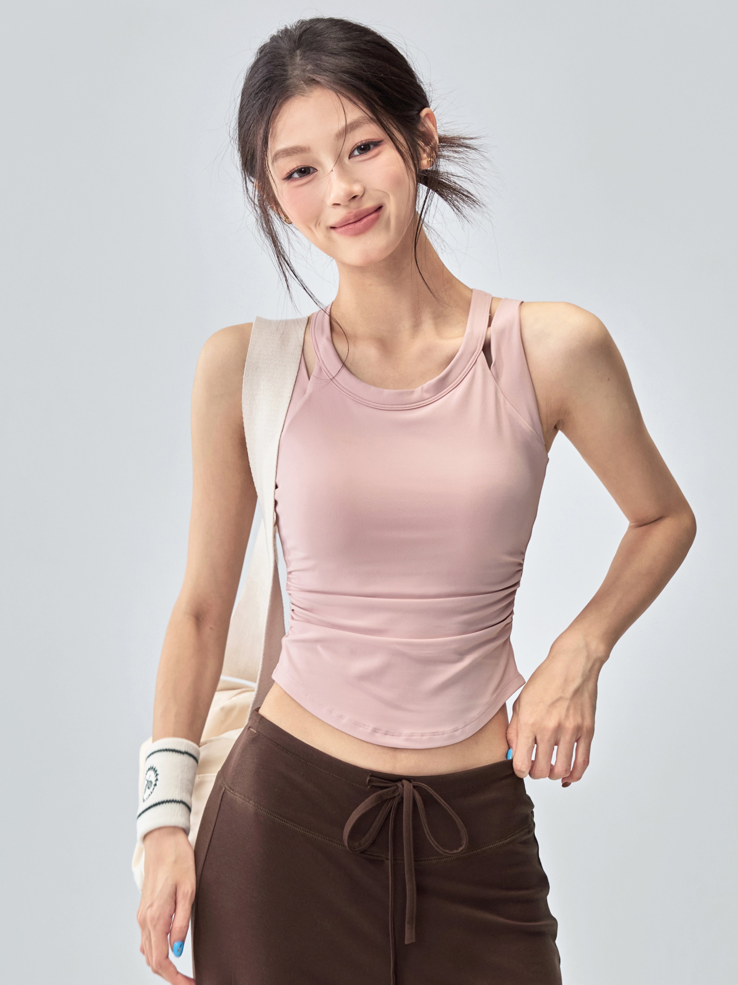 Fitnes qızları hamısı bir yerdə idman jileti zərbəyə davamlı xarici geyimi qaçış Pilates alt paltarı saxta iki hissəli arıqlayan yoqa paltarı