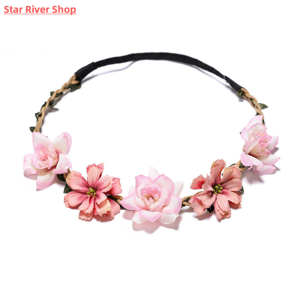 1 Piece Women Charming Floral Tiara Wedding Floral Headband Hairband A