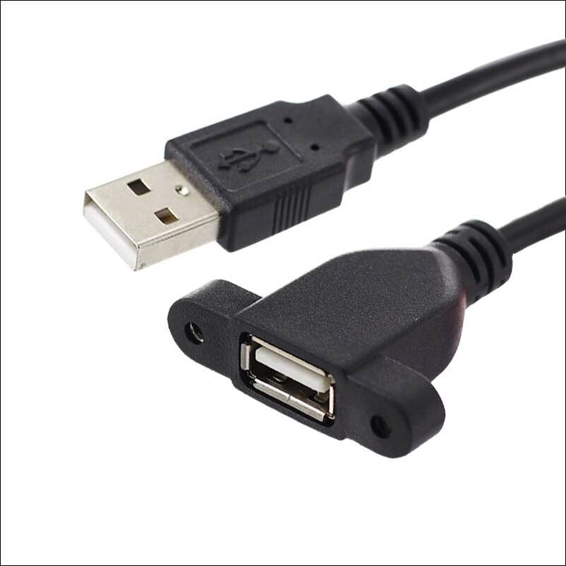 Vida deşikləri və qulaqları olan tam qapalı USB kişidən qadına məlumat uzatma kabeli USB kabel 0.3/0.5/1/1.5 metr