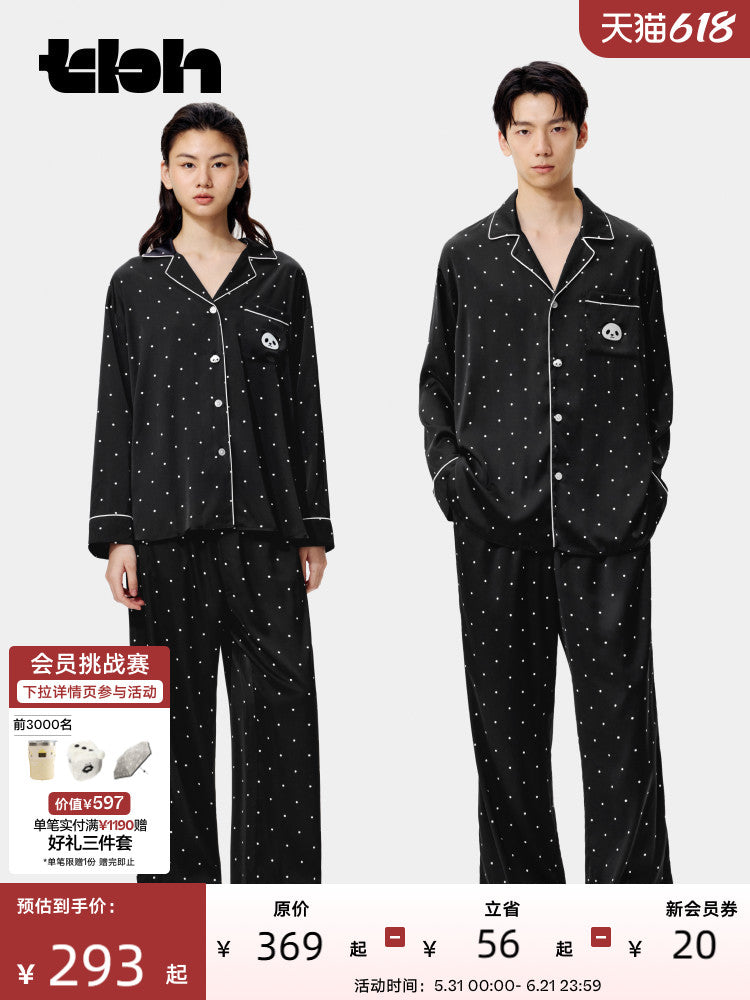 tbh brutalist home panda bang bang starlight satin ev paltarı dəsti bütün fəsillər xaricində geyinmək olar qadınlar üçün cüt pijama