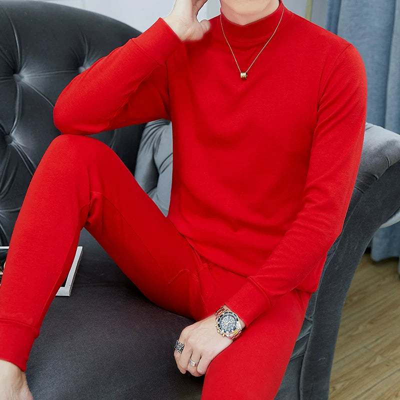 Kişilər üçün 100% Pambıqdan Payız və Qış üçün Termal Alt Geyim Dəsti, Sincan Təmiz Pambıqdan Əsaslı Köynək, Dəyirmi Yaxalıq, Jakarlı Termal Alt Geyim, Dəbli Kişi Geyimləri