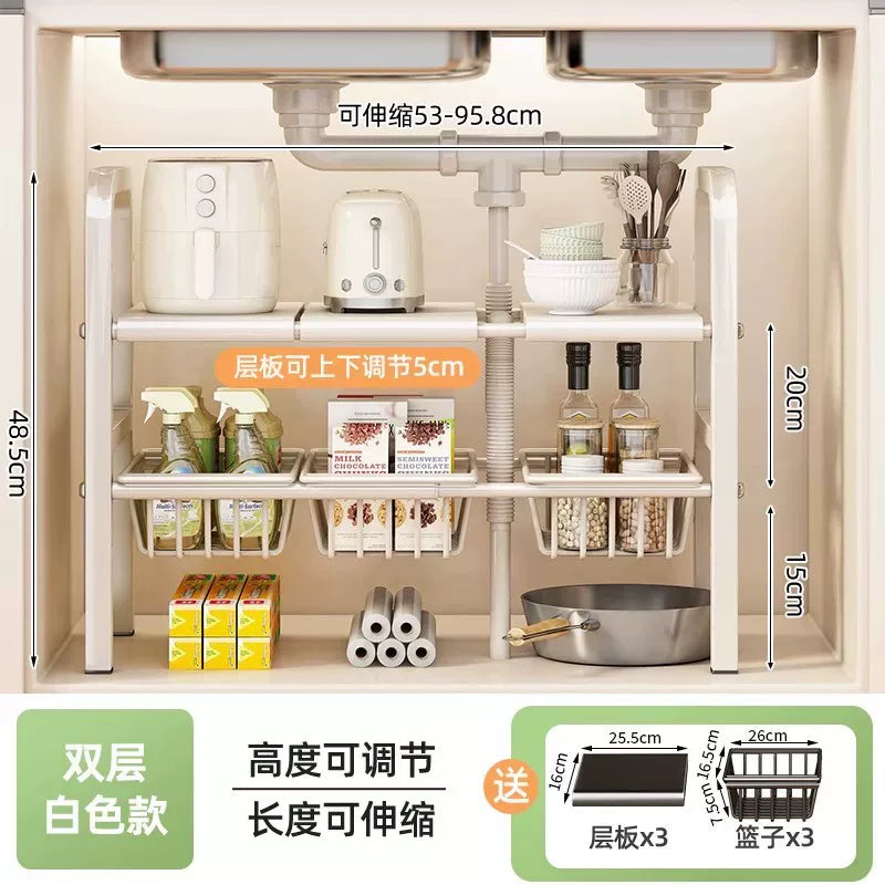 Youqin mətbəx lavabo saxlama rəfi Şkafın içərisində çox qatlı saxlama rəfi laylı çoxfunksiyalı qazan çarxı