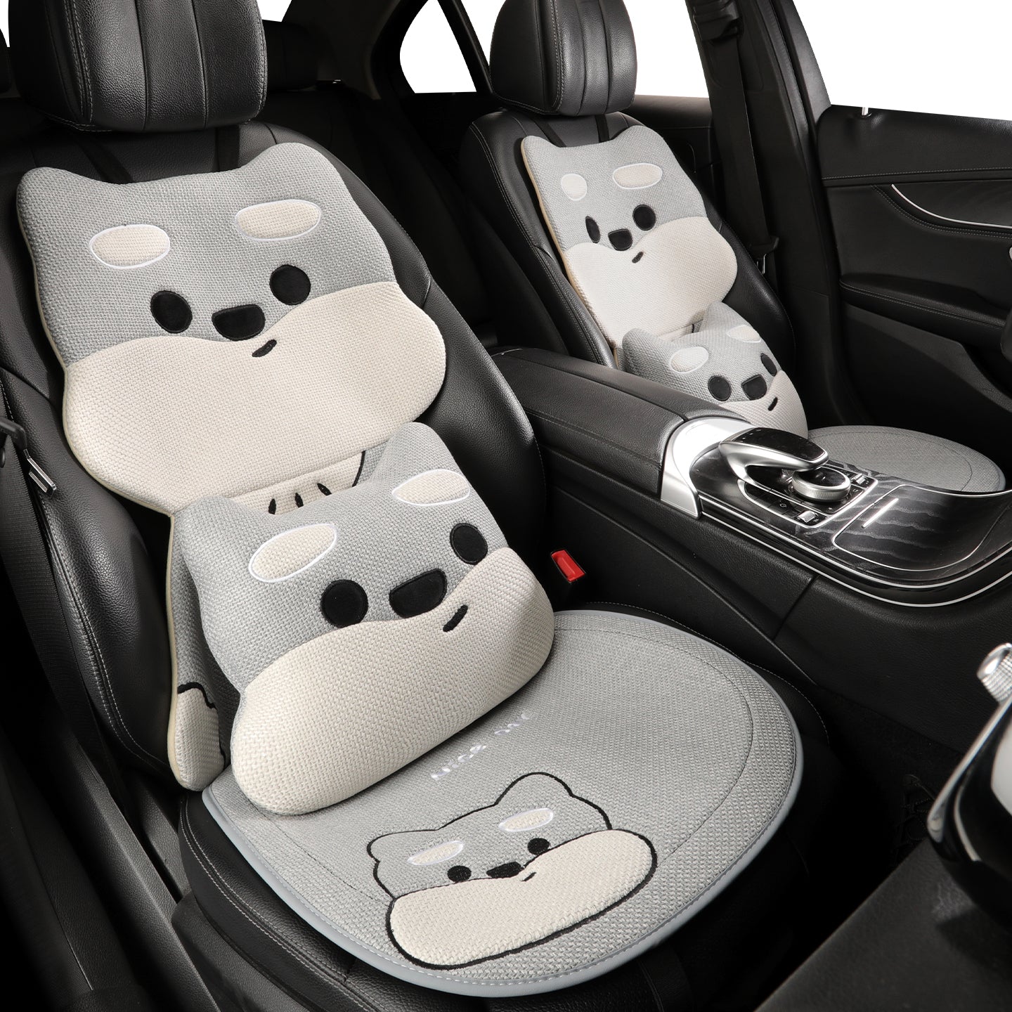 All-season cotton and linen car seat cushions, cute cartoon seat covers for girls, breathable, semi-enclosed, universal decorative cushions for fall and winter.