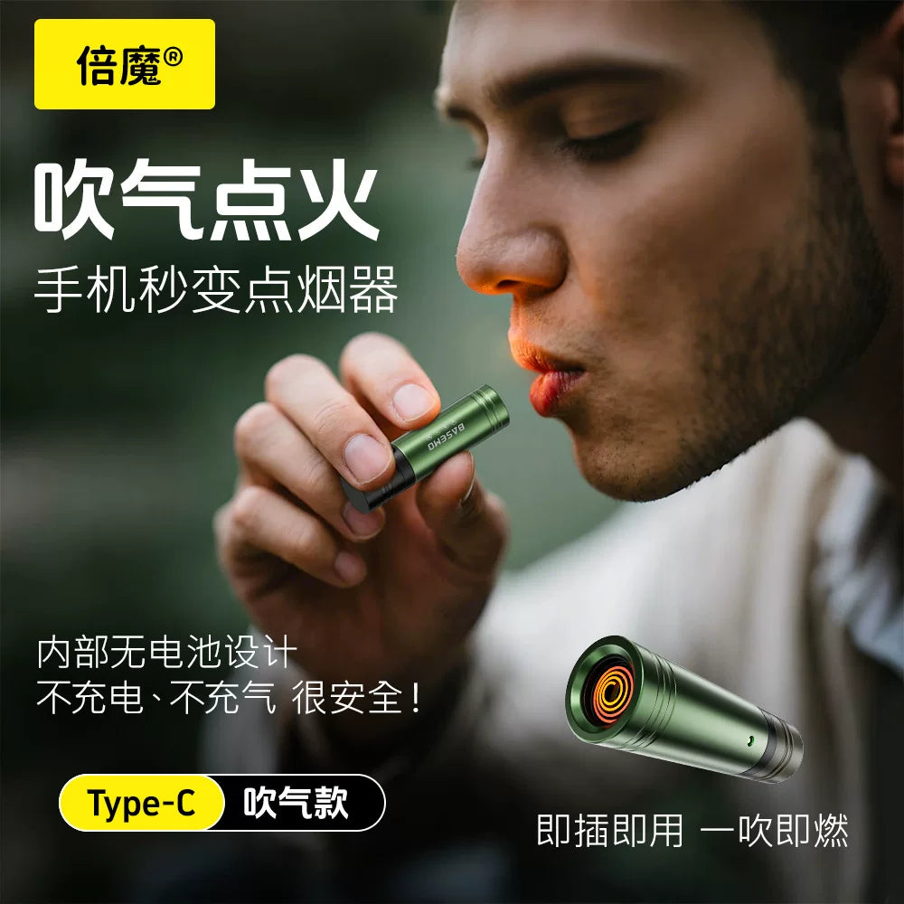 Apple iPhone, Android və Huawei üçün Beimo Type-C Mini Təhlükəsizlik Siqaret Çaxmağı - Kompakt, Portativ, Simsiz, Səssiz, Küləkdən Qoruyucu, Enerjiyə Qənaət Edən, Açıq Hava İstifadəsi